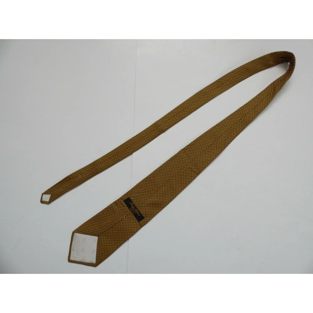 Vintage Brooks Brothers Tie Necktie Yellow Geometric Oval Dots 100% Silk USA‎